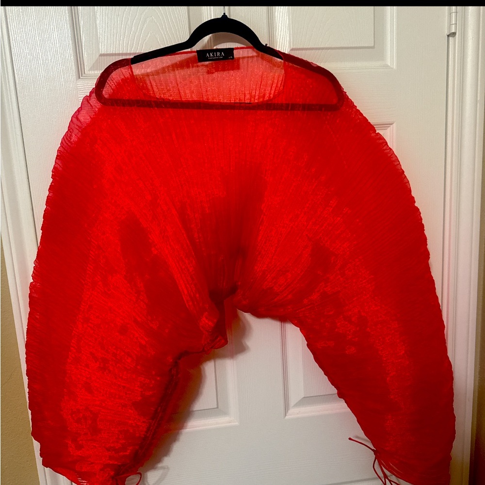 AKIRA Vibrant Red Pleated Top